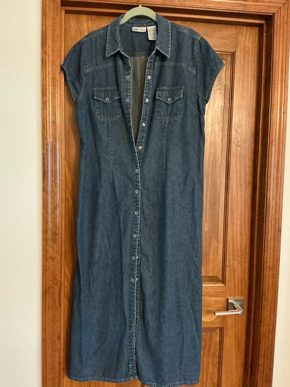 Denim Shirt Dress - Blue Casual Button-Front circa 1970s